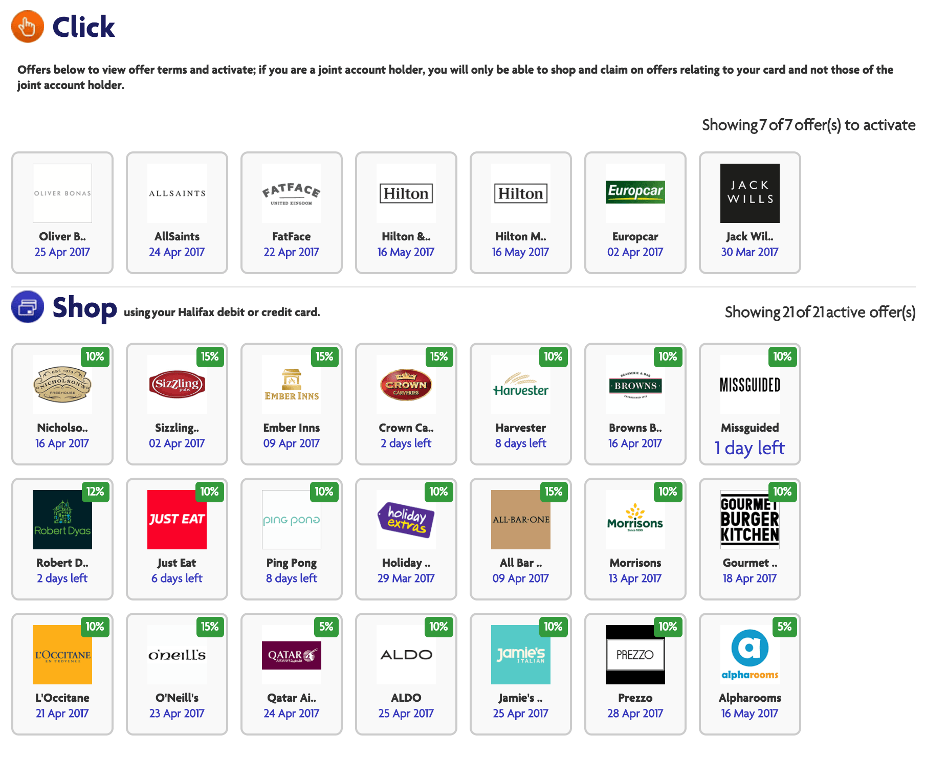 Halifax Cashback Offers