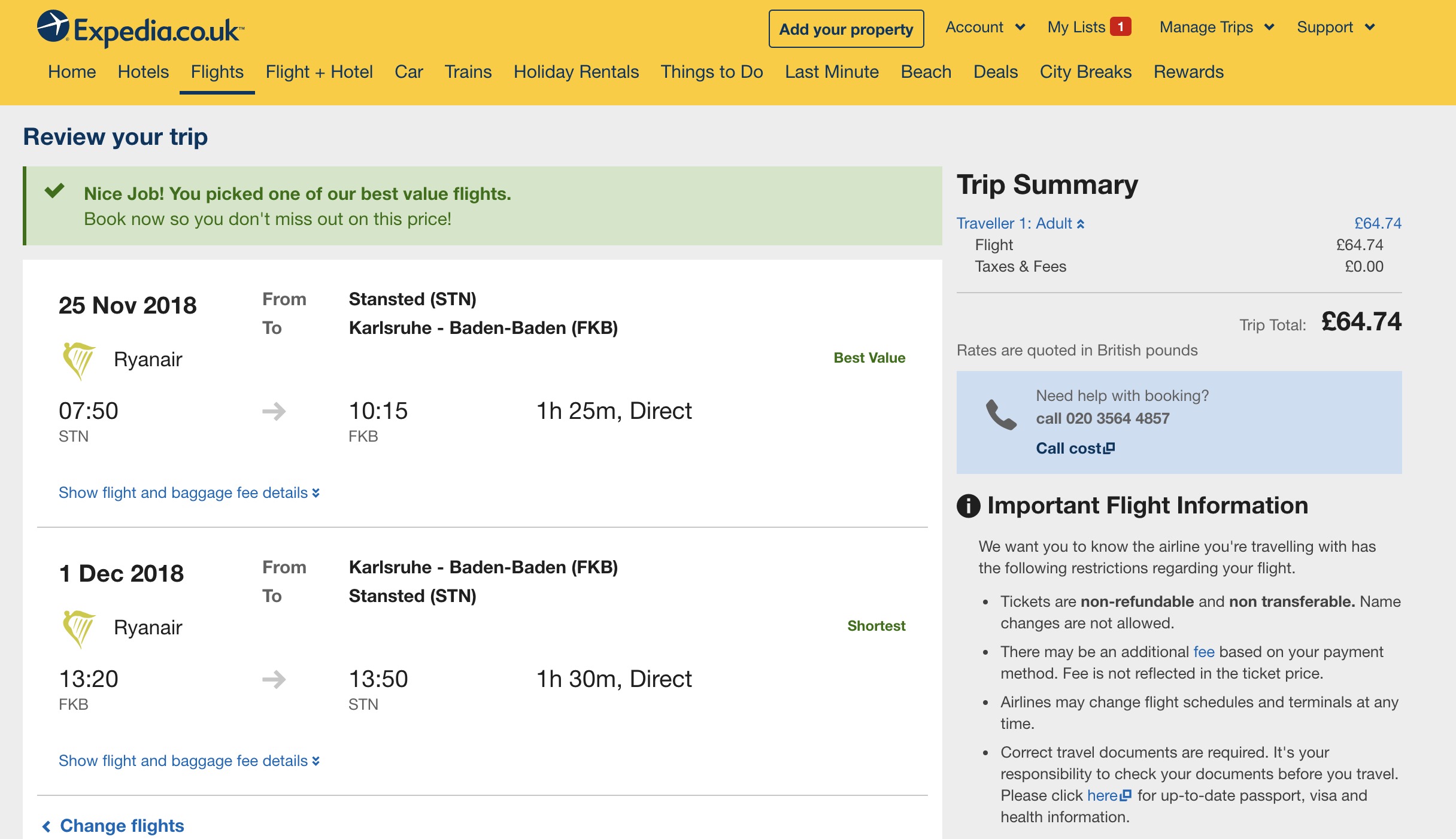 Expedia Cheap flight search