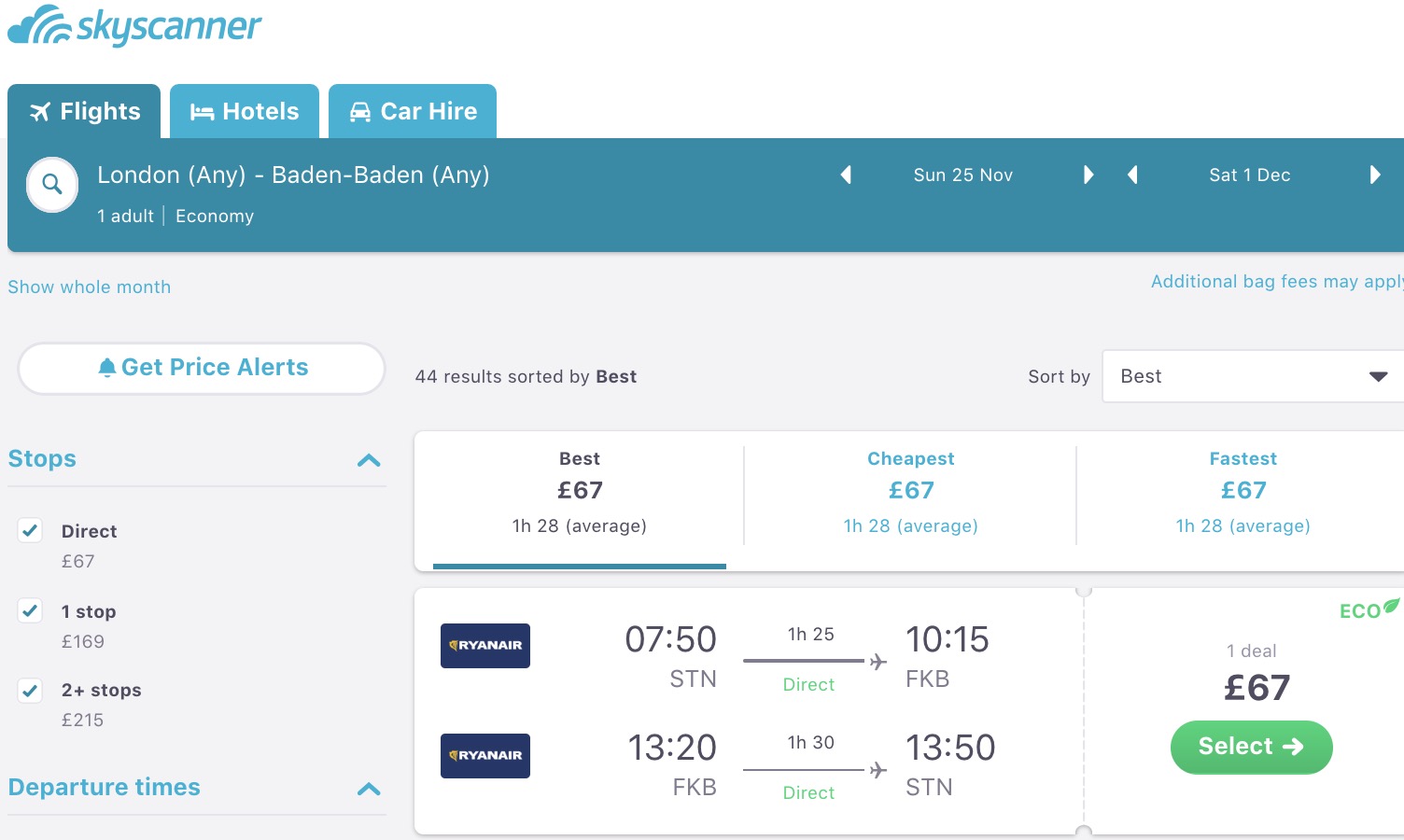 Skyscanner fheap light finder