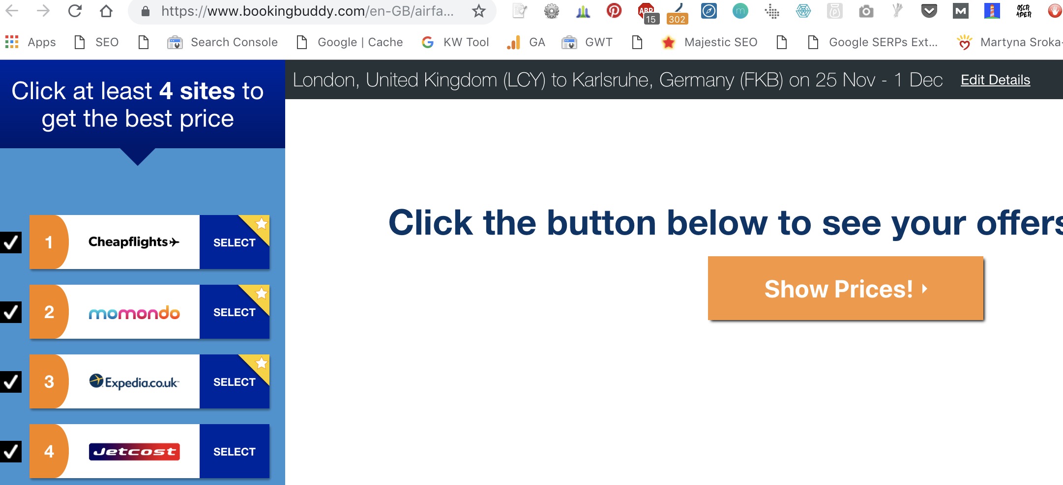 AirFare Watchdog prices