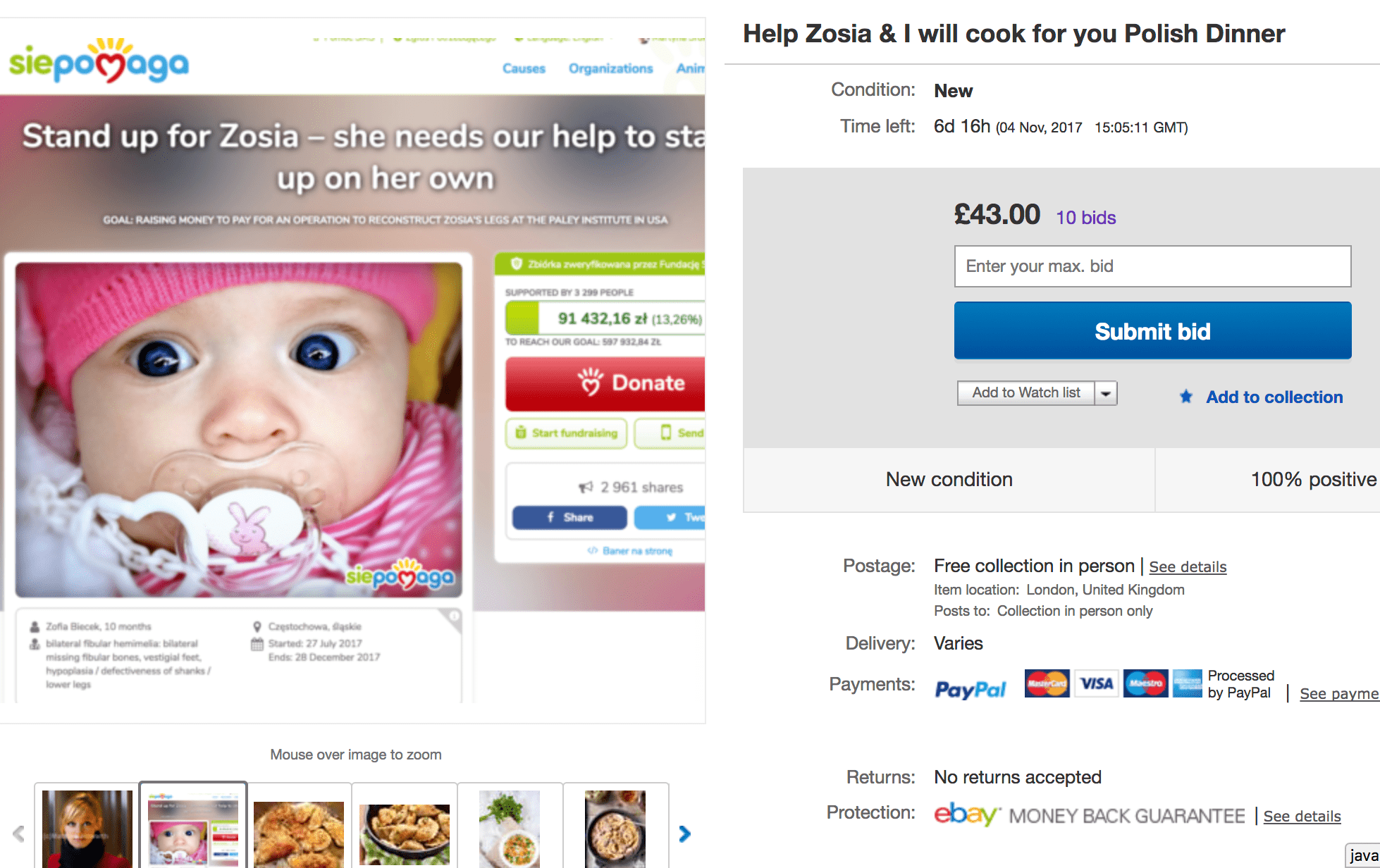 eBay ad for Zosia
