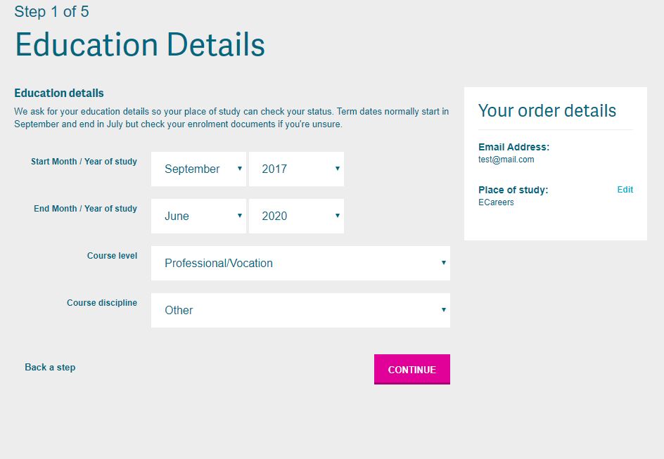 NUS EXTRA signup step 1