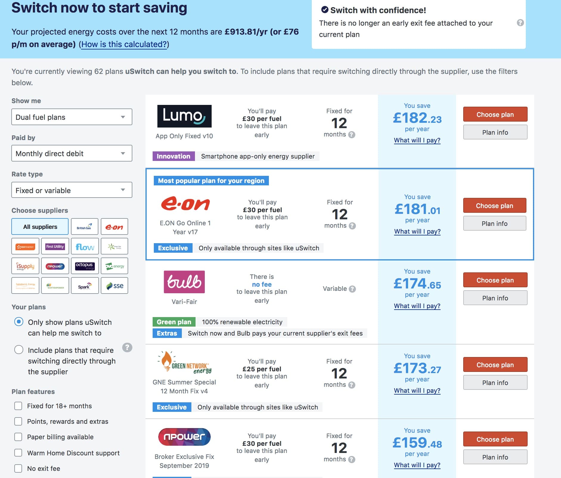 uSwitch utility comparison
